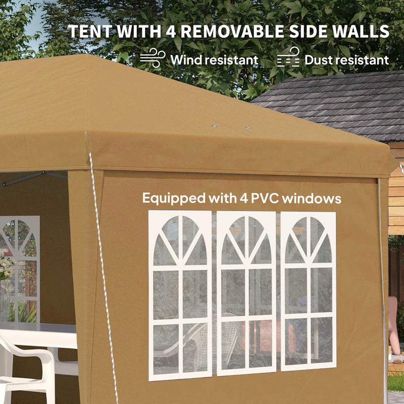 Outsunny 3 x 6m Heavy Duty Gazebo Marquee Party Tent with Storage Bag Khaki
