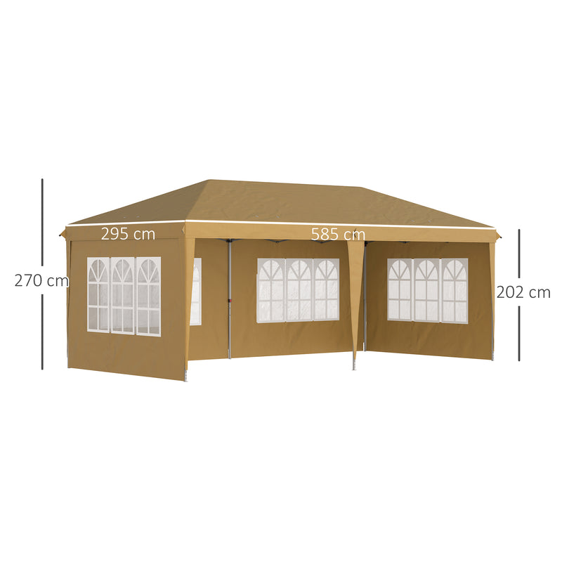 Outsunny 3 x 6m Heavy Duty Gazebo Marquee Party Tent with Storage Bag Khaki