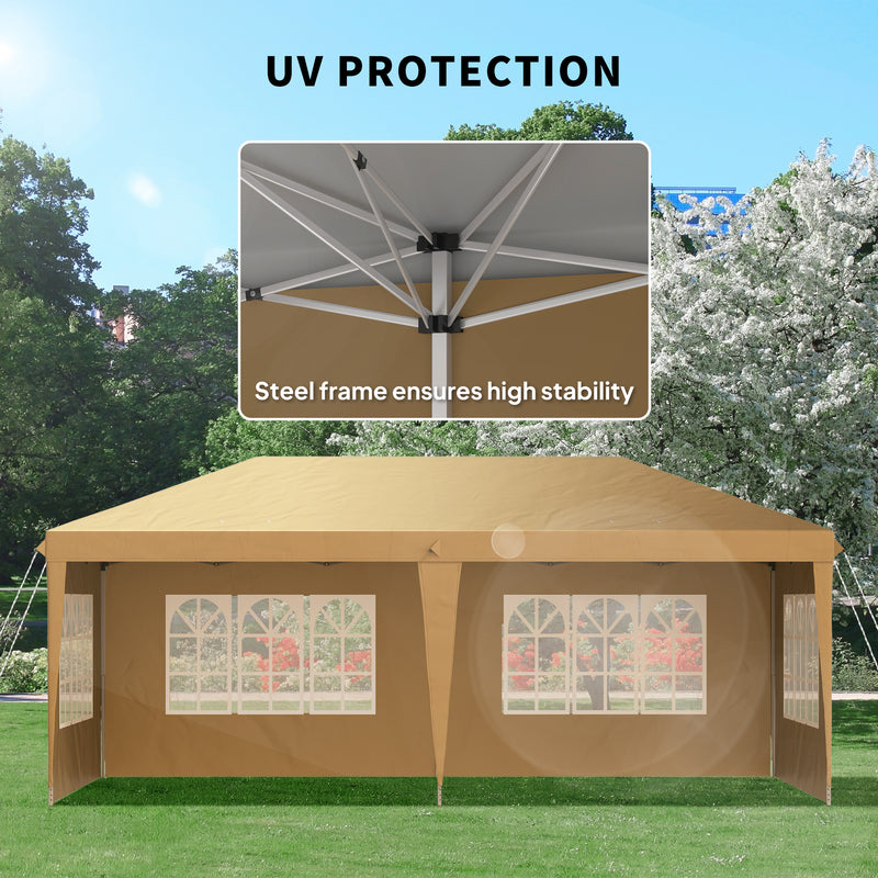 Outsunny 3 x 6m Heavy Duty Gazebo Marquee Party Tent with Storage Bag Khaki