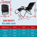 Luxury Padded Multi Position Zero Gravity Garden Relaxer Chair Lounger In All Black