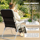 Outsunny Set of 2 Adjustable Sun Lounger Recliner Reclining Seat Grey Stripe