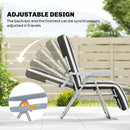 Outsunny Set of 2 Adjustable Sun Lounger Recliner Reclining Seat Grey Stripe