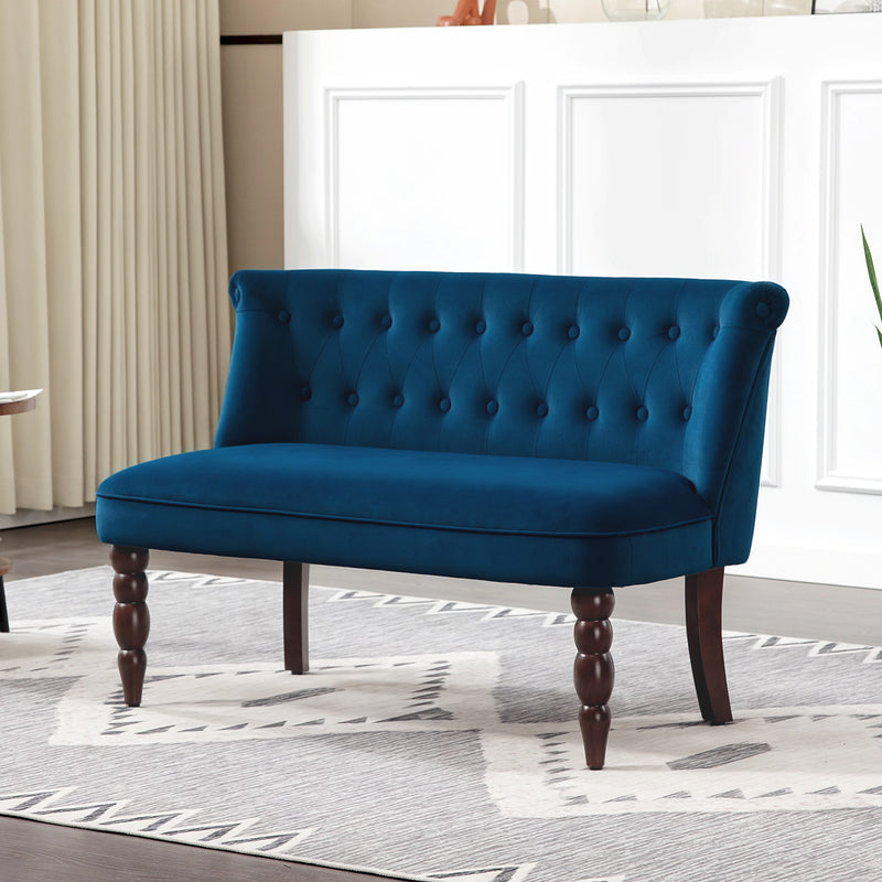 HOMCOM Velvet-Feel Two-Seat Lounger Sofa with Wood Frame