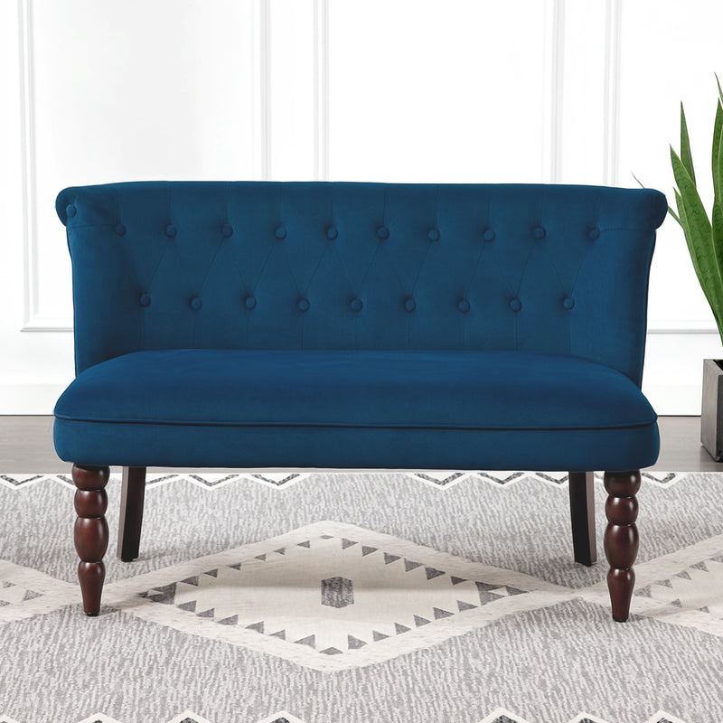 HOMCOM Velvet-Feel Two-Seat Lounger Sofa with Wood Frame