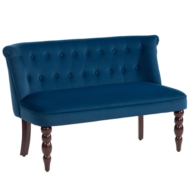 HOMCOM Velvet-Feel Two-Seat Lounger Sofa with Wood Frame