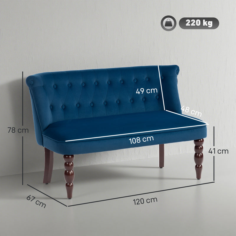 HOMCOM Velvet-Feel Two-Seat Lounger Sofa with Wood Frame