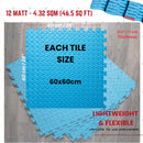 Samuel Alexander Blue EVA Foam Floor Mats 60x60cm Interlocking Gym & Play Mats, Non-Slip, Water Resistant