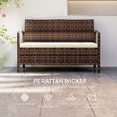 Outsunny Rattan Garden Bench W/ 125L Storage, Cushioned Outdoor Bench