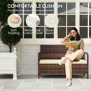 Outsunny Rattan Garden Bench W/ 125L Storage, Cushioned Outdoor Bench