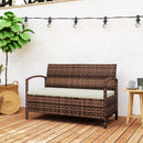 Outsunny Rattan Garden Bench W/ 125L Storage, Cushioned Outdoor Bench