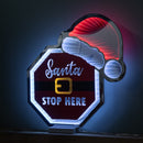 40cm Light up Christmas Santa Stop Here Sign with Hat Infinity Decoration & LEDs