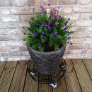 27cm Black Heavy Duty Metal Garden Patio Plant Flower Pot Stand Trolley on Metal Castor Wheels