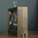22cm Battery Operated Light up Antique Gold TV Christmas Water Spinner with Santa Scene & LEDs
