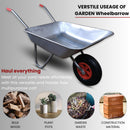 Samuel ALEXANDER 65 Litre 60kg Capacity Galvanised Metal Garden Cart Wheelbarrow - Heavy Duty Garden Wheelbarrows with Pneumatic Tyre