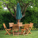 Outdoor 6 Person Folding Rectangular Wooden Garden Dining Table Chairs Parasol and Base set