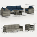 Outsunny 5 Seater Wicker Outdoor Furniture Set For Balcony