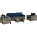 Outsunny 5 Seater Wicker Outdoor Furniture Set For Balcony
