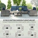 Outsunny 5 Seater Wicker Outdoor Furniture Set For Balcony