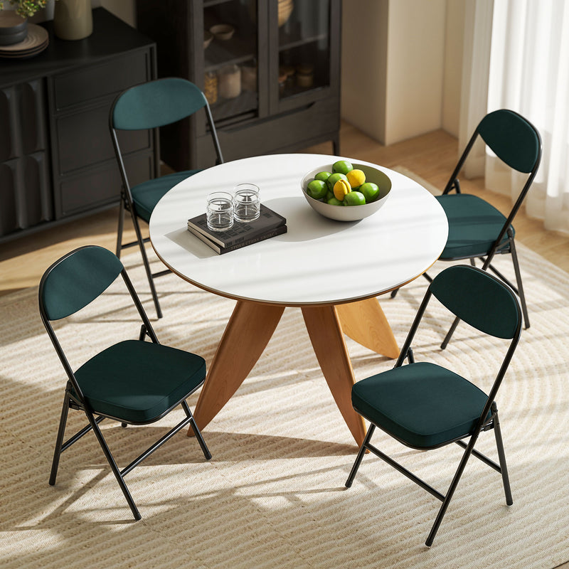 HOMCOM Folding Chairs Set of 4 with Cushioned Seat, Steel Frame