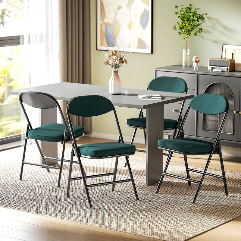 HOMCOM Folding Chairs Set of 4 with Cushioned Seat, Steel Frame