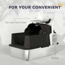 PawHut XL Stainless Steel Litter Box Tray With Lid, Panda Style