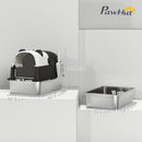 PawHut XL Stainless Steel Litter Box Tray With Lid, Panda Style
