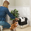 PawHut XL Stainless Steel Litter Box Tray With Lid, Panda Style