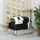 PawHut XL Stainless Steel Litter Box Tray With Lid, Panda Style