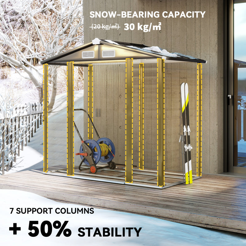 Outsunny 7 x 4ft Upgraded Metal Shed with Lock, Easy to Assemble, Natural