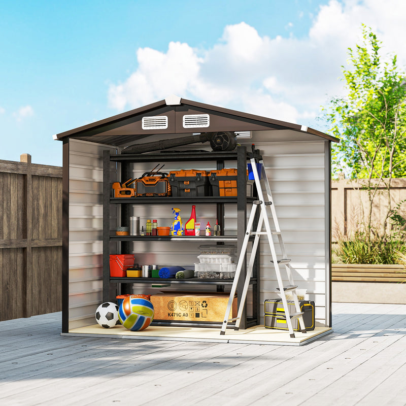 Outsunny 7 x 4ft Upgraded Metal Shed with Lock, Easy to Assemble, Natural