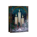 28cm Battery Powered Light Up Glass Christmas Decoration With Candles & Warm White LEDs