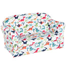 HOMCOM Kids Cartoon Dinosaur Wooden Frame 2-Seater Sofa Blue