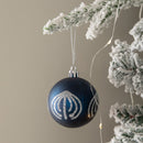 Set of 9 Shatterproof Deluxe Glitter Christmas Tree Baubles in Midnight Blue