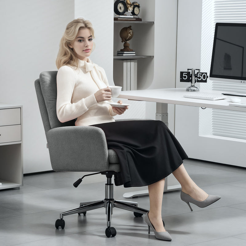 HOMCOM Upholstered Desk Chair with Height Adjustable