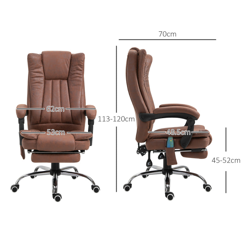 Vinsetto 6-Point Vibrating Heat Massage Chair W/ Microfibre Upholstery - Dark Brown/Light Brown/Charcoal Grey/Cream