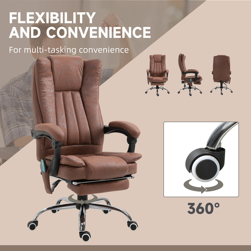 Vinsetto 6-Point Vibrating Heat Massage Chair W/ Microfibre Upholstery - Dark Brown/Light Brown/Charcoal Grey/Cream