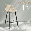 HOMCOM Bar Stools Set of 2, Bar Chairs with Back and Steel Legs, Light Brown