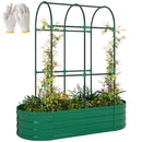 Outsunny 4 x 2 x 4.6ft Galvanised Raised Garden Bed with Trellis, Green