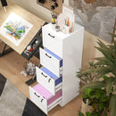 HOMCOM 4 Drawer File Cabinet with Lock and Adjustable Hanging Bars, White