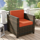 Outsunny Rattan Garden Armchair, Cushioned Single Rattan Chair, Brown/Orange
