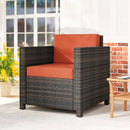 Outsunny Rattan Garden Armchair, Cushioned Single Rattan Chair, Brown/Orange