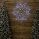 90cm Light up Silver Starburst Christmas Snowflake Hanging Decoration with 660 White LEDs