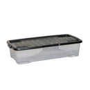 42 Under Bed Clear Stackable and Nestable Storage Box with Black Lid