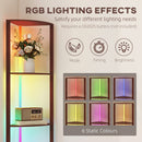 HOMCOM RGB LED Floor Lamp with Shelves and Remote Control for Living Room