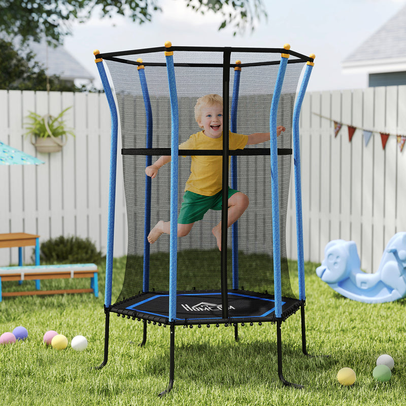 HOMCOM 5.4FT Kids Trampoline With Enclosure Indoor Outdoor, Pink