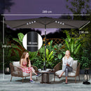 Outsunny 3 x 2 m Garden Parasol Umbrella with Light, Outdoor Patio Umbrella