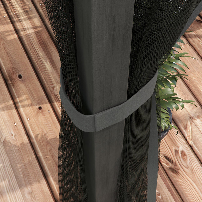 Outsunny Pergola with Retractable Roof and Netting, Dark Grey