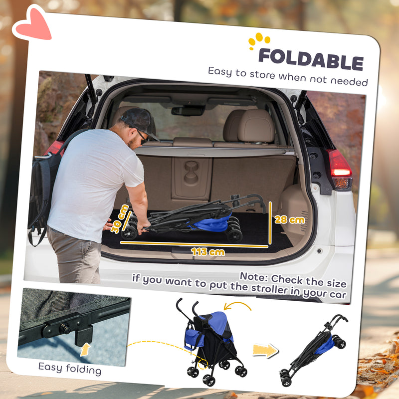 PawHut Lightweight Foldable Dog Stroller for Mini Dogs