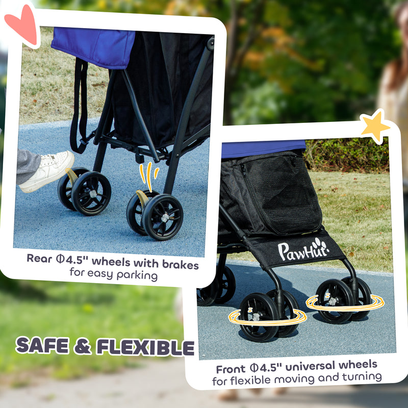PawHut Lightweight Foldable Dog Stroller for Mini Dogs