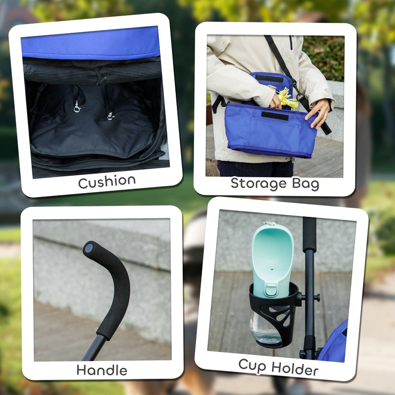 PawHut Lightweight Foldable Dog Stroller for Mini Dogs